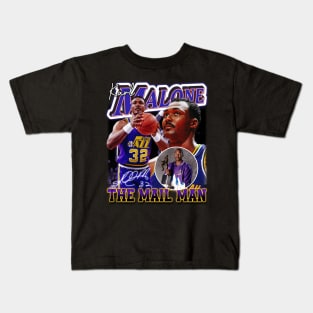 Karl Malone The Mail Man Basketball Legend Signature Vintage Retro 80s 90s Bootleg Rap Style Kids T-Shirt